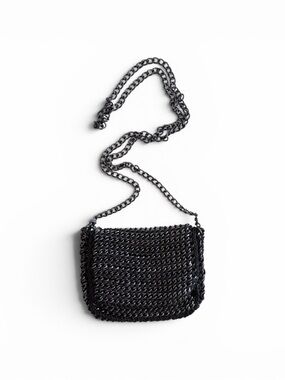 Monserat De Lucca Black Crochet Chain Crossbody